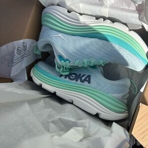 Hoka White and Mint Green Running Shoes  womens Gaviota 5